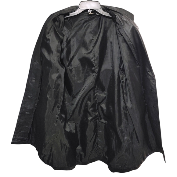 Newport News Black Button Front Genuine Leather Jacket Coat Women's Size Large L - Picture 4 of 11